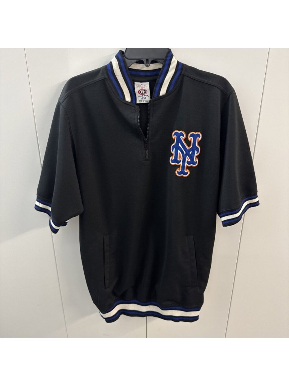 New York Mets Men's Medium Short Sleeve Batting Practice Warmup 1/4 Zip Pockets‎